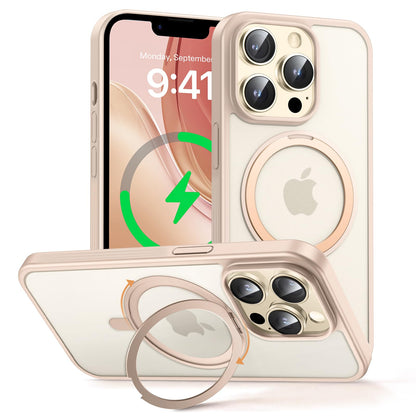 MAGIC JOHN 360° Rotatable Magnetic Invisible Stand for iPhone 14 Pro Case [Anti-Slip Grip] [Compatible with MagSafe] 16FT Shockproof for iPhone 14 Pro Case with Kickstand, Rose Gold