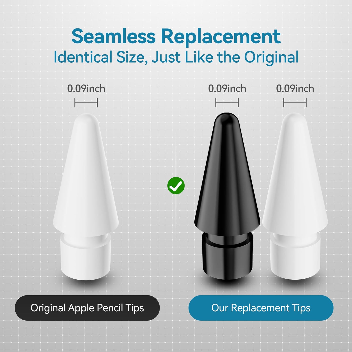 Penstudio Replacement Tips for Apple Pencil Pro 1st 2nd USB-C, 3 Pack Black