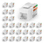 VCELINK RJ45 Cat6 Keystone Jacks, Dust-Proof Keystone Jacks,Slim Profile 25-Pack, 90-Degree Punch Down Ethernet Modular Jacks, UTP Keystone Jack Adapter, White