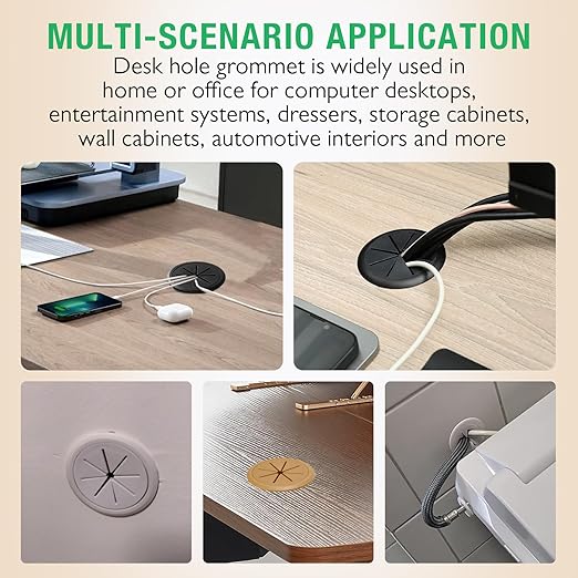 5 Pcs Desk Grommet 2" / 50 mm, Desk Hole Cover for Cables Black and White, Cable Grommet ABS Plastic, Desk Hole Grommet for Home & Office Pc, Detachable Cable Cord Organizer