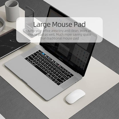 YSAGi Desk Mat, Mouse Pad,Waterproof Desk Pad,Large Mouse pad for Desk, Leather Desk Pad Large for Keyboard and Mouse,Dual-Sided Mouse Mat for Office and Home (35.4" x 17", Grey)