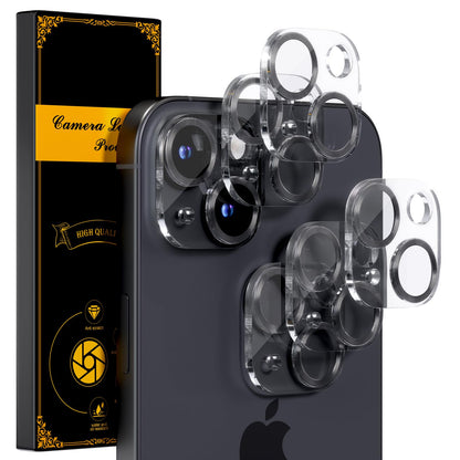 beuxece for 6 Pack iPhone 15 / iPhone 15 Plus Camera Lens Protector [Drop Protection] [Case Friendly] [Easy Installation] 9H Tempered Glass Camera Screen Protector Cover Accessories, CD Black