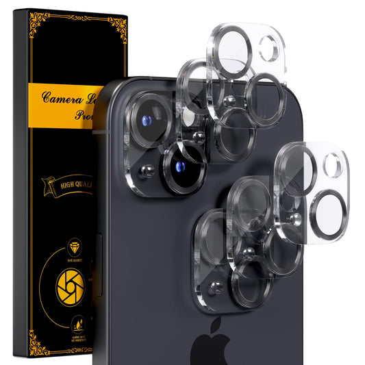 beuxece for 6 Pack iPhone 15 / iPhone 15 Plus Camera Lens Protector [Drop Protection] [Case Friendly] [Easy Installation] 9H Tempered Glass Camera Screen Protector Cover Accessories, CD Black