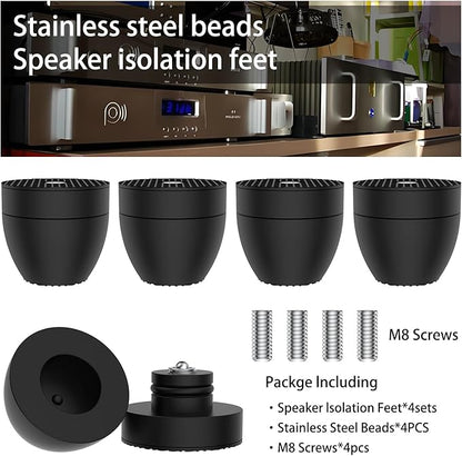Audiocrast 4X HiFi Speaker Spikes Stand Feet Pads 30x33mm Isolation Feet, Aluminum Speaker Shock Absorber for Subwoofer Amp Turntables DAC