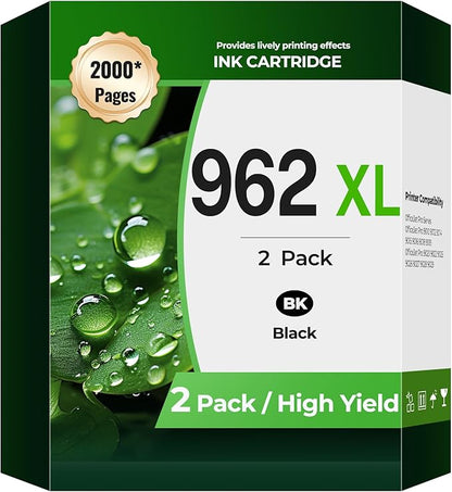 962XL Black OfficeJet Pro 9010 9015 9020 9018 Compatible with HP Ink 962 XL Black Ink Cartridges HP962XL/962 HP962XL HP962 Printer Ink for OfficeJet Pro 9015 9010 9020 9018 9025 9012 9022 9014 9016