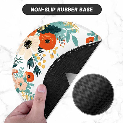 ITNRSIIET Round Mouse Pad with Stitched Edge Premium-Textured Waterproof Non-Slip Rubber Base Desktop Protection Mat Diameter 8.7 inches, Beautiful Flowers