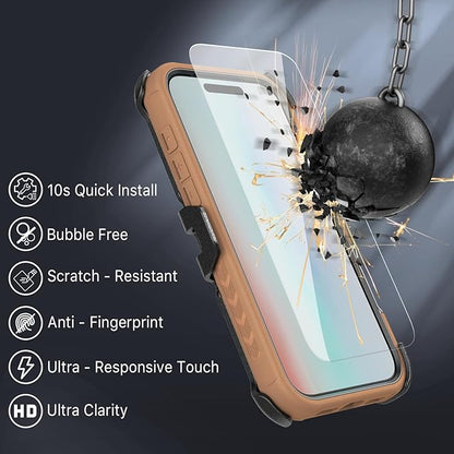 M MYBAT PRO for iPhone Air Case with Belt Clip Holster, [Compatible with Magsafe] w/Screen Protector, Anti-Drop, Shockproof, w 360°Rotating Kickstand, Heavy Duty Protection (Brown)