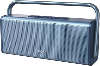 DOSS SoundBox XL Pro Bluetooth Speaker with 50W Powerful Stereo Sound, Extra Bass,16H Playtime, Integrated Metal Body, Aluminum Alloy Handle, Portable for Home, Office, Backyard - Blue