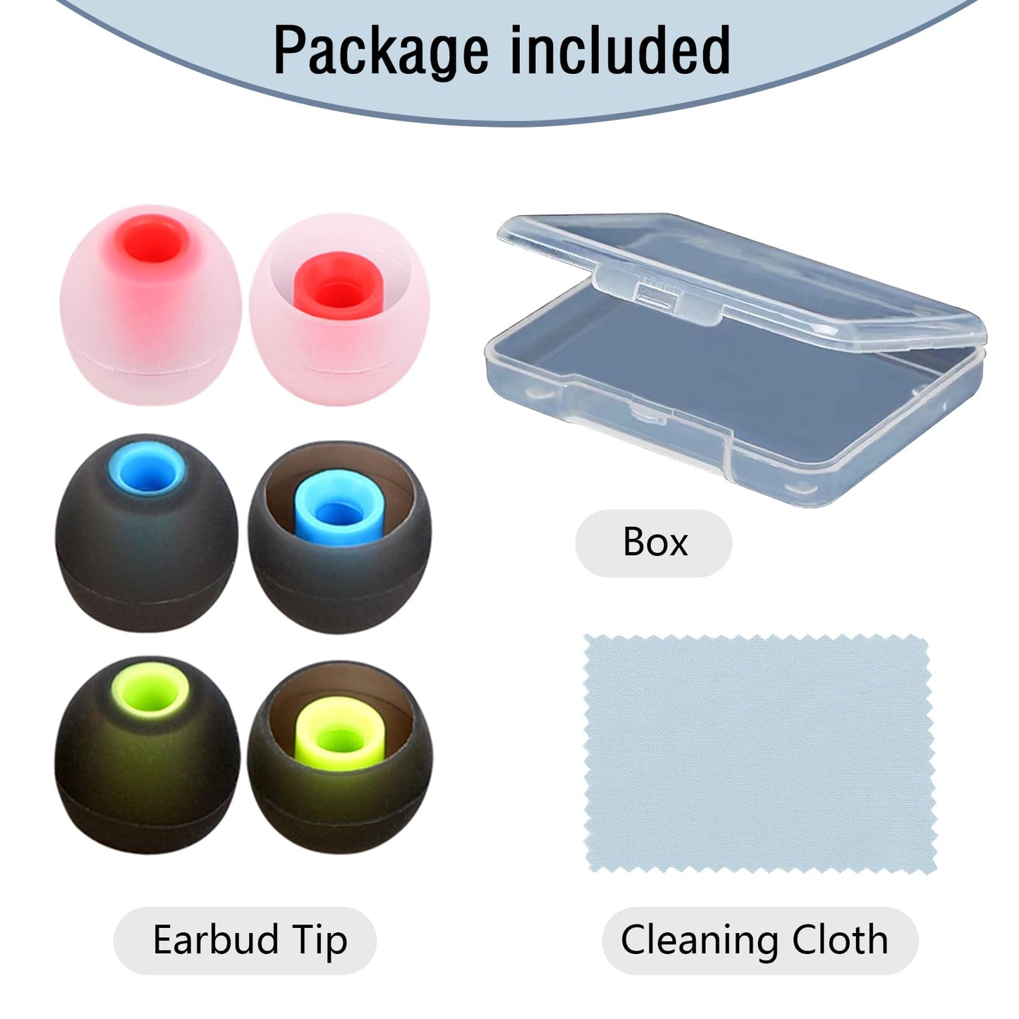 MMYQXI Replacement Earbud Tips Silicone Ear Tips Fit for in-Ear Headphones (Inner Hole 3.8mm -5.1mm) Earbud Replacement Tips 9 Pairs