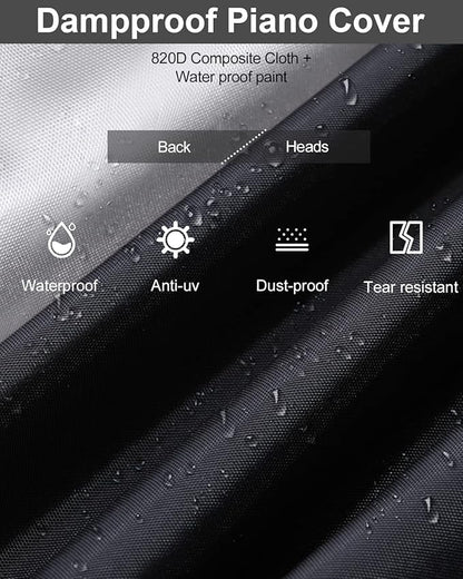 Elastic Lock Music Keyboard Dust Protector Cover - Water Proof, Stretchy, Full for Digital Pianos, Full Cover Elastic Lock Music Protector Case (88 Keys, Black)