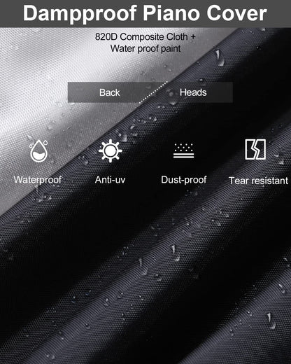 Stretchy Electric Piano Keyboard Covers - Waterproof Elastic Lock Music Keyboard Protector (61 Keys, Black)