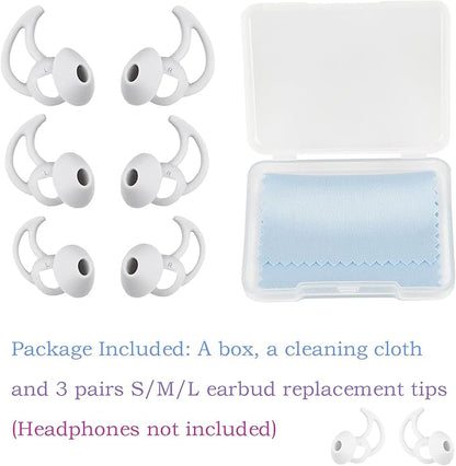 Earbud Replacement Tips Silicone Earbud Tips Compatible with Bose Quietcomfort and Sport Headphone Rubber Tips Ear Bud Covers 3 Pairs S M L Gray