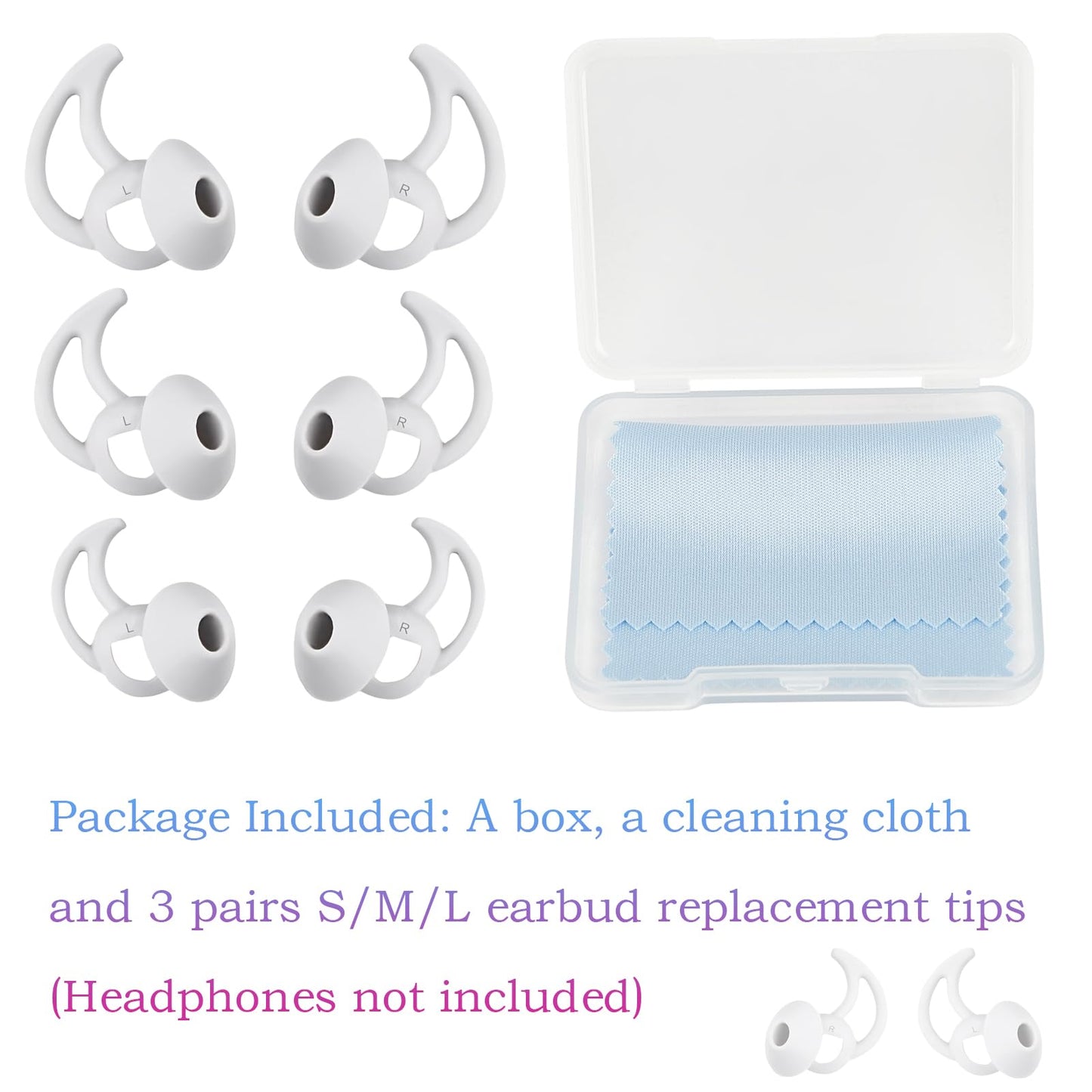 WKYMY Earbud Replacement Tips Silicone Earbud Tips Compatible with Bose Quietcomfort and Sport Headphone Rubber Tips Ear Bud Covers 3 Pairs S M L Gray