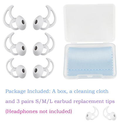 WKYMY Earbud Replacement Tips Silicone Earbud Tips Compatible with Bose Quietcomfort and Sport Headphone Rubber Tips Ear Bud Covers 3 Pairs S M L Gray