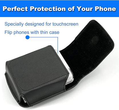 BECPLT for Galaxy Z Flip7 /6/5/4/3 Z Flip 5G Case 360 Rotating Leather Pouch Belt Case Holster for Motorola Razr 40 Ultra /40 Motorola Razr 5G Razr 2022/2019 -Black