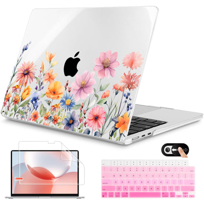 Mektron for 2026 MacBook Air 13-inch M5 Laptop Case A3449 with 13.6-inch Liquid Retina Display Fits 2025 A3240 M4 2024 A3113 M3 2023 A2681 M2 Printed Shell for MacBook Air 13.6", Dahlia Flower C035