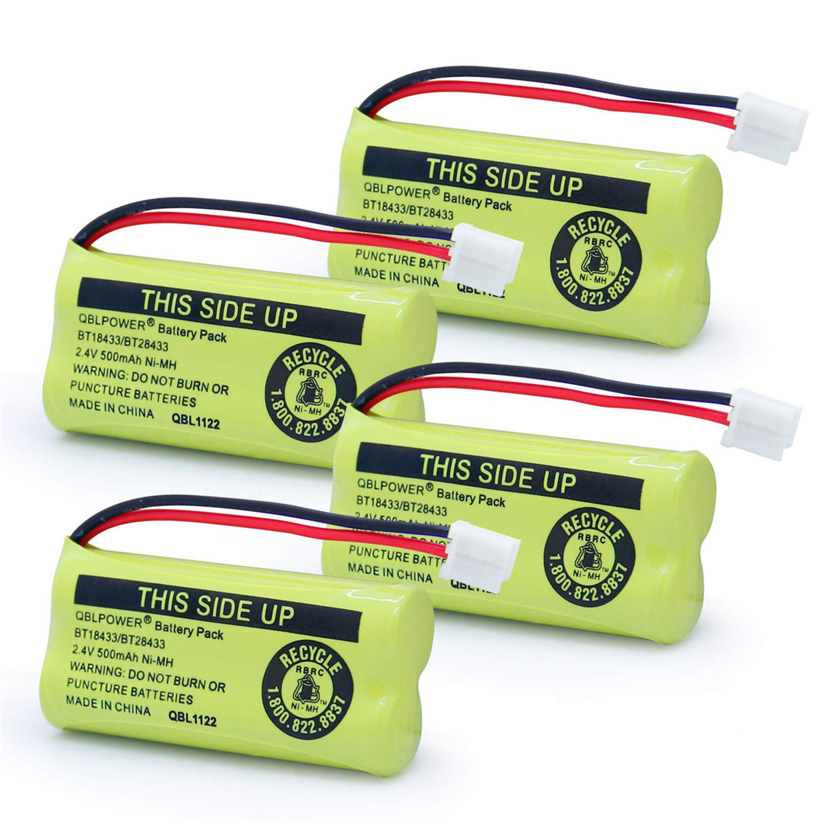 QBLPOWER BT18433/BT28433 2.4V 500mAh Ni-MH Battery Pack Rechargeable Compatible with BT184342 BT284342 BT-8300 BATT-6010 BT1011 BT1018 BT1022 BT1031 89-1326-00-00/89-1330-01-00/CPH-515D (Pack of 6)