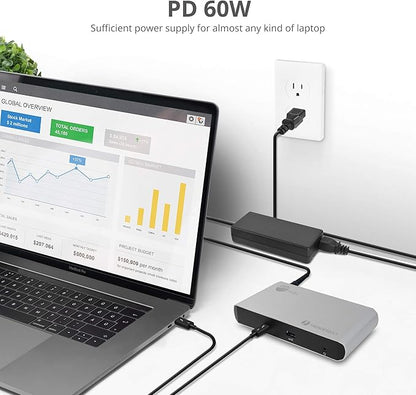 SIIG Thunderbolt 3 or USB C Dual 4K Display Docking Station with 60W PD- Titan Ridge (2X DP 1.2, 1x USB-A/2x USB-C 10Gbps, 2X USB-A 5Gbps, Ethernet) for Windows&Mac M1/M2/M3 Pro/Max (JU-DK0C11-S1)