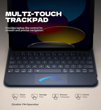 Dexnor for iPad (A16) 11th/10th Generation Case with Keyboard Ultra-Light Magnetic Detachable Folio Keyboard Cover Multi-Touch Trackpad Backlit for iPad 10th Gen 10.9" (2022)/11th Gen (2025), Blue