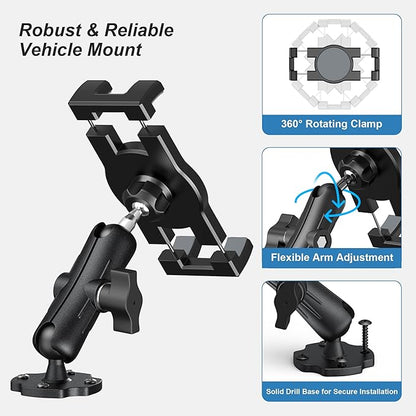 Keuvirya Heavy Duty Tablet Mount for Truck & Vehicle, Drill Base iPad Mount