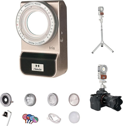 Harlowe Iris Content Creator Lighting Kit 5W Bi-Color Portable LED Light for Photography and Video Recording, 2700K-6500K CRI/TLCI 96+, IP54, App Control on Camera Light Creator Kit, Black