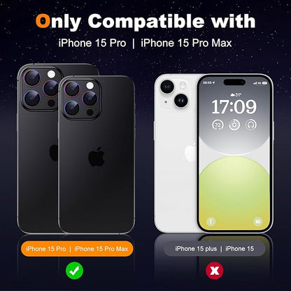 Hoerrye [3+1] for phone 15 Pro Max/phone 15 Pro Camera Lens Protector, [Keep Lens Original Design] [Truly Shatterproof] 9H Tempered Glass Camera Cover Screen Protector Accessories,Colorful 2 Pack