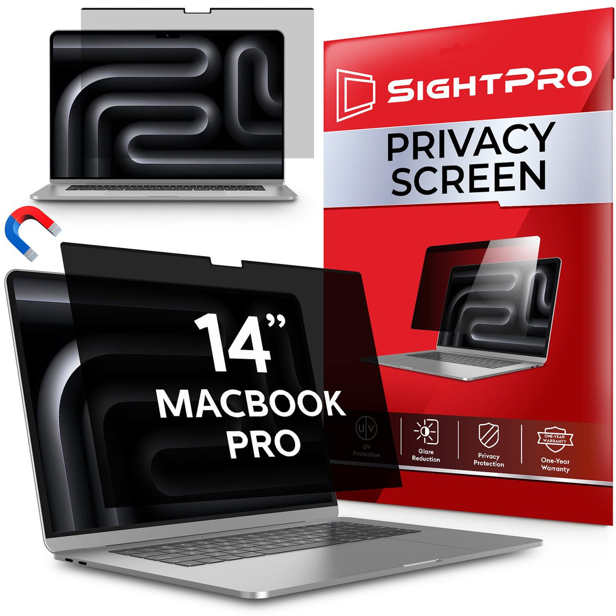 SightPro Magnetic Laptop Privacy Screen 13.3 Inch 16:9 - Patented Removable Laptop Privacy Filter Shield and Protector