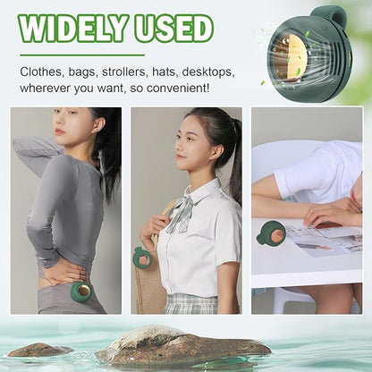 Portable Silent Mini Bladeless Fan Clip on, Portable Silent Mini Bladeless Electric Fan, For Outdoor & Travel & Office, Travel Accessories, Gift, Adjustable 3-Speed (Type-c, Green)