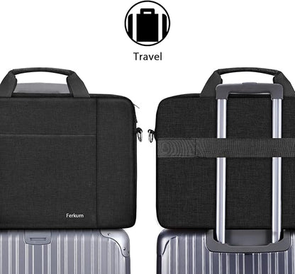 Ferkurn Laptop Bag Case for Women Men Computer Bag Compatible with HP Envy Pavilion Omen/LG Gram/MSI/Dell Inspiron XPS/Lenovo/Acer, Shoulder Strap Carrying Messenger Briefcase, Black, 14 Inch