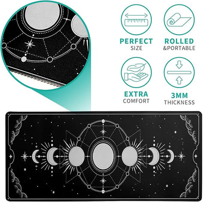 Sun Moon Gaming Mouse Pad Black Large Mouse Pad for Keyboard and Mousepad Desk Mat with 3mm Non-Slip Base and Stitched Edge for Gaming and Office Computer Mat Protector Mat 31.5x11.8 Inch