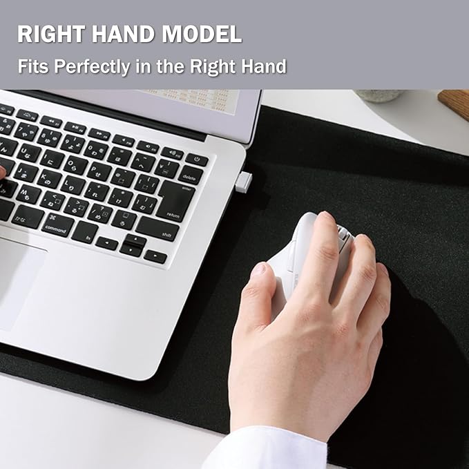 ELECOM Wireless Ergonomic Shape Mouse, 2.4GHz with Mini USB Receiver, Silent Click, Right Hand 2000DPI, 5 Buttons, Optocal Sensor, Compatible with PC, Mac, Laptop, EX-G, Lsize White (M-XGL30DBSKWH)