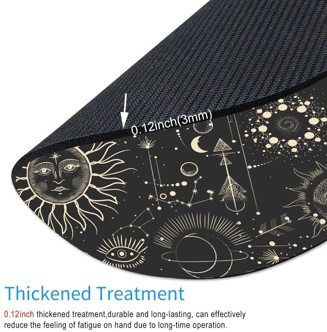 Armanza Round Mouse Pad, Celestial Pattern Sun and Moon Mouse Pad, Washable Gaming Mousepads with Lycra Cloth, Non-Slip Rubber Base Computer Small Mouse Pads for Wireless Mouse