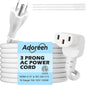 Adoreen 15 Ft Computer TV Replacement Power Cord White, 90 Degree Angled L-Shaped 18AWG 3-Prong AC Universal Power Supply Cable NEMA 5-15P to IEC 320 C13 for Printer, PC, Monitor TV LCD, ETL+Ties