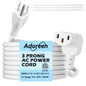 Adoreen 15 Ft Computer TV Replacement Power Cord White, 18AWG 3-Prong AC Universal Power Supply Cable NEMA 5-15P to IEC 320 C13 for Printer, PC, Monitor TV LCD, ETL+Ties