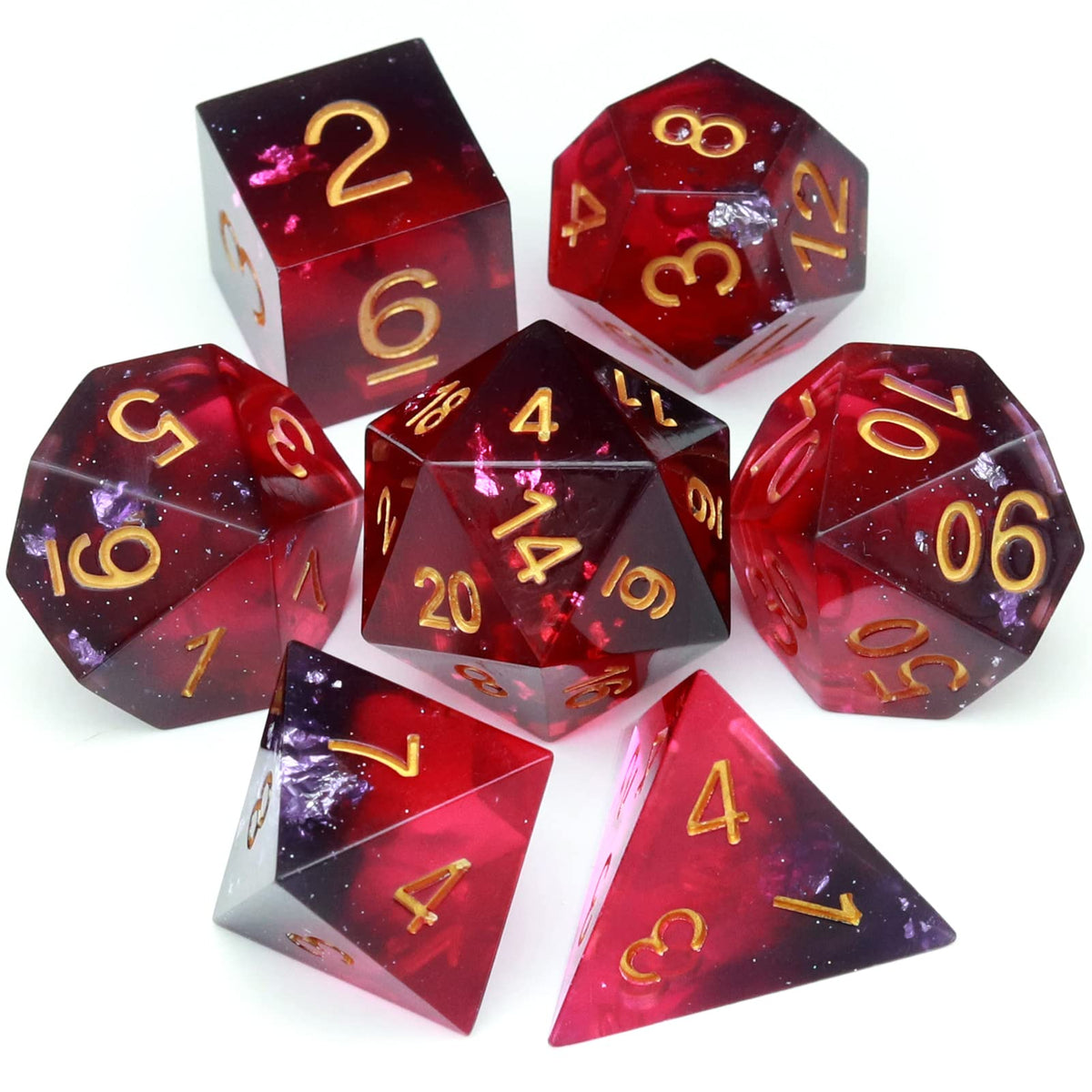 Haxtec Sharp Edge DND Dice Set, Iridescent Resin Polyhedral RPG Dice