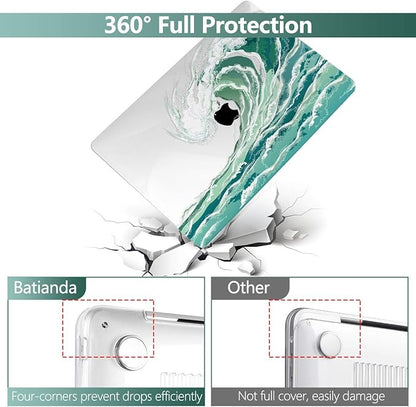Batianda Case for MacBook Air 13 Inch M1 2020 2019 2018 Release Model A2337 A2179 A1932 with Retina & Touch ID,Pattern Clear Hard Case Shell Cover with Keyboard Cover & Screen Protector,Wave