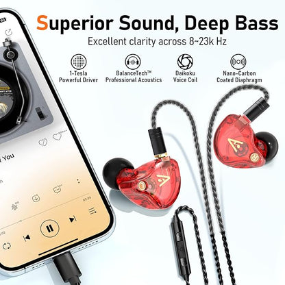 Vibes 202MC USB-C Wired Earbuds - HiFi in Ear Headphones - USBC for iPhone 16/15 - Noise-Isolating Ear Buds w/ Mic - Clear Sound, Deep Bass & Comfort-Fit Earphones - Silver Plated Cord, Carrying Case