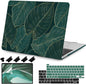 Teryeefi for MacBook Pro 13 inch Case M2 M1 2022 2020 2019-2016 Model A2338 A2289 A2251 A2159 A1989 A1706 with Touch Bar, Hard Shell Case & Keyboard Cover & Screen Protector, Green Leaf