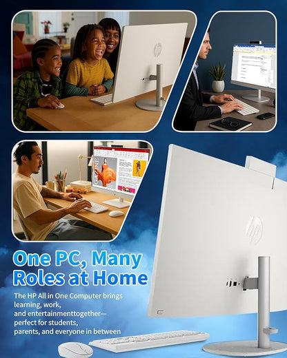 HP 27" All-in-One Desktop Computer - FHD Touchscreen | Intel Ultra 7‑155U | AI‑Enhanced Display, Facial Login | Privacy Pop‑Up Camera | Win 11 Pro, w/Accessories | 64GB DDR5 + 2TB SSD