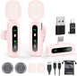 USB C Lavalier Microphone Wireless Mini Mic for Type-C Android Phone/Tablet/PC Video Recording Clip-on Mics with Rotatable Clip&Denoise Recording, Ideal for Vlog Tiktok YouTube Content Creator, Pink