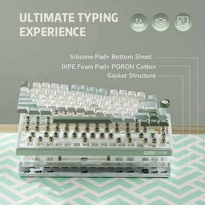 RK ROYAL KLUDGE R75 Mechanical Keyboard Wired with Volume Knob, 75% Keyboard Gasket Mounted, Hot Swappable, Creamy Sound, MDA Profile, PBT Keycaps