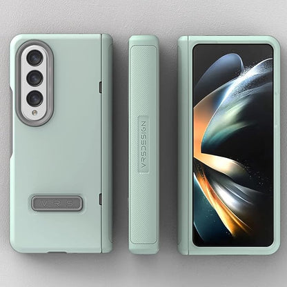 VRS DESIGN Terra Guard Modern for Galaxy Z Fold 4 5G (2022), Premium Modern Neat Style [Anti Scratch Hinge Protection] Case with Tempered Glass Screen Protector (Mint)