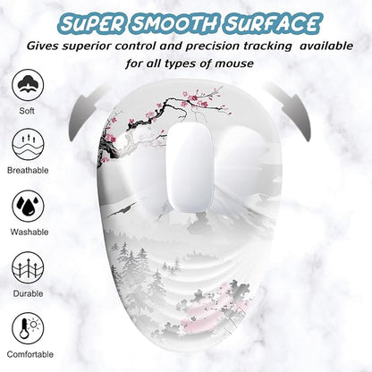 Ergonomic Mouse Pad with Wrist Support, Japanese Sakura Mouse Pad Wrist Rest Design and Non-Slip PU Base, Desktop Mousepads for Pain Relief, Desk, Computer, Office & Home, Fujiyama