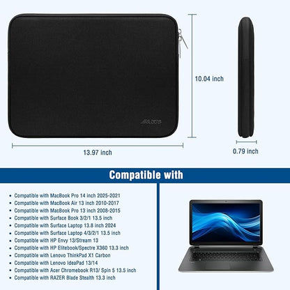 MOSISO Laptop Case 13.3 inch, 13-13.3 inch Laptop Sleeve Bag Compatible with MacBook Air/Pro 13 / Pro 14, HP Dell ASUS Lenovo Notebook, Neoprene Computer Sleeve Bag with Small Case, Black