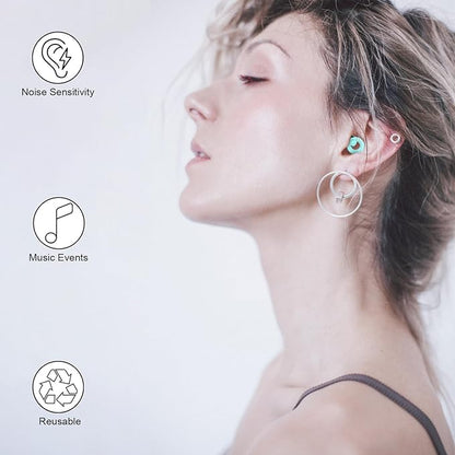 Ear Plugs for Noise Cancelling Ear Protection EarPlugs for Sleep,Concerts,Work,Study,8 Size Eartips with Small Box,Perfect -30dB Silicone Earplugs for Noise Reduction T-Blue