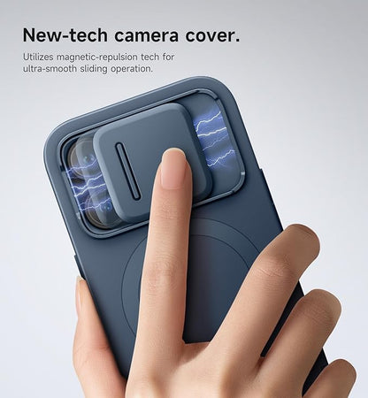 SURITCH for iPhone 14 Pro Case with Magnetic Camera Slide Cover and Adjustable Kickstand, Compatible with MagSafe, Shockproof Bumper Case Slim Protective Cover for iPhone 14 Pro 6.1 Inch, Blue