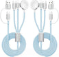 2Pack Blue-Travel Essentials 3 in 2 USB C Cable for Watch Charger Phone Charger USB C Multi Fast Charging Cable Compatible with Watch Ultra/SE/10/9/8/7/6/5/4/3/2/1 & Phone 16/15/14/Galaxy S23-4FT
