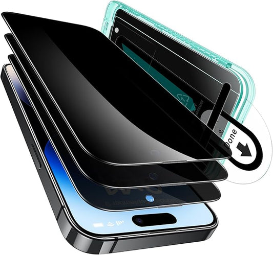 ESR 3 Pack for iPhone 14 Pro Max Privacy Screen Protector, Anti-spy Tempered-Glass Privacy Screen Protector with Flawless Fit Tray, Micro-curved Edges, Case Friendly