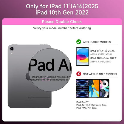 Transparent Case with Keyboard for iPad 11th Gen 11 Inch.(A16, 2025) & 2022 iPad 10th Gen 10.9 Inch,7-Color Backlit,Wireless Keyboard, 360°Rotating,with trackpad,Pencil Holder,with Shortcuts,pink