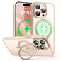 MAGIC JOHN 360° Rotatable Magnetic Invisible Stand for iPhone 16 Pro Max Case [Camera Control Button] [Compatible with MagSafe] 16FT Shockproof for iPhone 16 Pro Max Case with Kickstand, Rose Gold